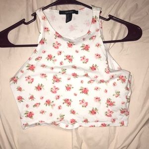 vintage-looking floral mini crop top